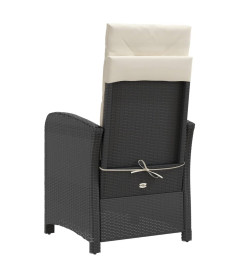 Chaise inclinable de jardin et repose-pied noir résine tressée