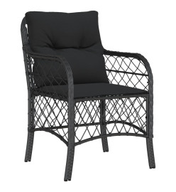 Ensemble à manger de jardin coussins 5pcs Noir Résine tressée