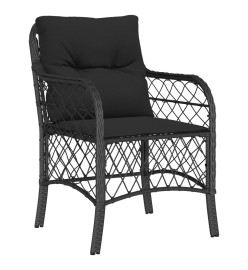 Ensemble à manger de jardin coussins 5pcs Noir Résine tressée