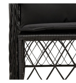 Ensemble à manger de jardin coussins 5pcs Noir Résine tressée