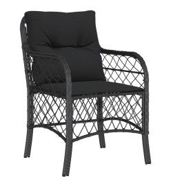 Ensemble à manger de jardin coussins 7pcs Noir Résine tressée