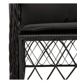Ensemble à manger de jardin coussins 7pcs Noir Résine tressée