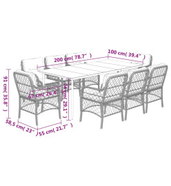 Ensemble à manger de jardin 9pcs coussins noir résine tressée