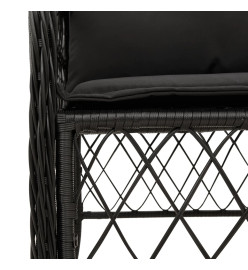 Ensemble de bistro 3 pcs avec coussins noir résine tressée