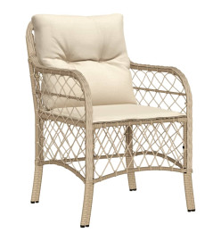 Ensemble à manger de jardin et coussins 7 pcs beige poly rotin
