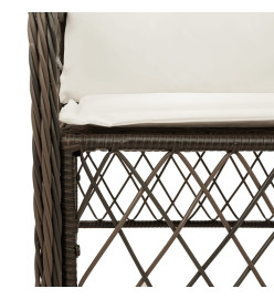 Ensemble à manger de jardin et coussins 9 pcs marron poly rotin