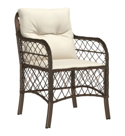 Ensemble à manger de jardin et coussins 7 pcs marron rotin