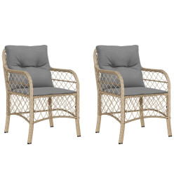 Chaises de jardin avec coussins lot de 2 mélange beige rotin