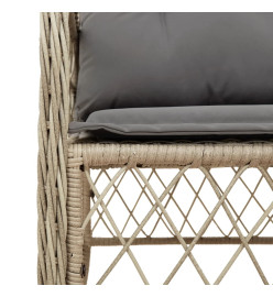 Ensemble à manger de jardin coussins 7 pcs mélange beige rotin