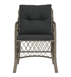 Chaises de jardin avec coussins lot de 2 gris résine tressée