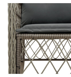 Ensemble à manger de jardin et coussins 7 pcs gris rotin