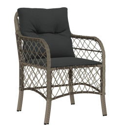 Ensemble à manger de jardin 9 pcs coussins gris résine tressée