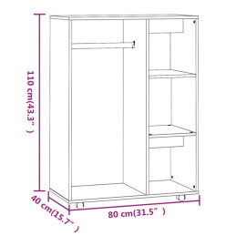 Garde-robe Chêne fumé 80x40x110 cm Bois d'ingénierie