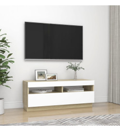 Meuble TV avec lumières LED blanc et chêne sonoma 100x35x40 cm