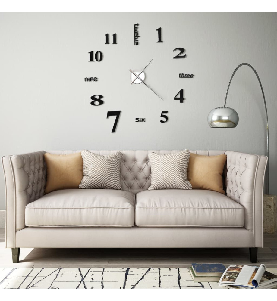 Horloge murale 3D Design moderne 100 cm XXL Noir