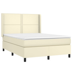 Sommier tapissier et matelas et LED Crème 140x200 cm Similicuir