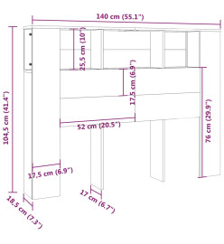 Armoire de tête de lit Gris béton 140x18,5x104,5 cm