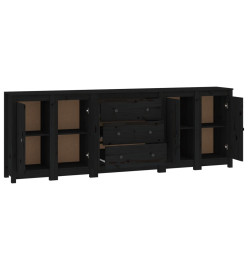 Buffet Noir 230x35x80 cm Bois massif de pin