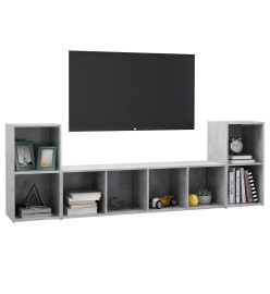 Ensemble de meubles TV 3 pcs Gris béton Aggloméré