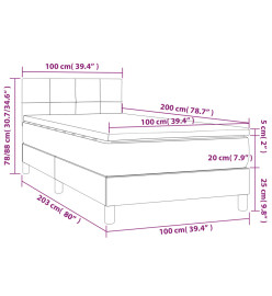 Sommier tapissier avec matelas et LED Noir 100x200 cm Velours