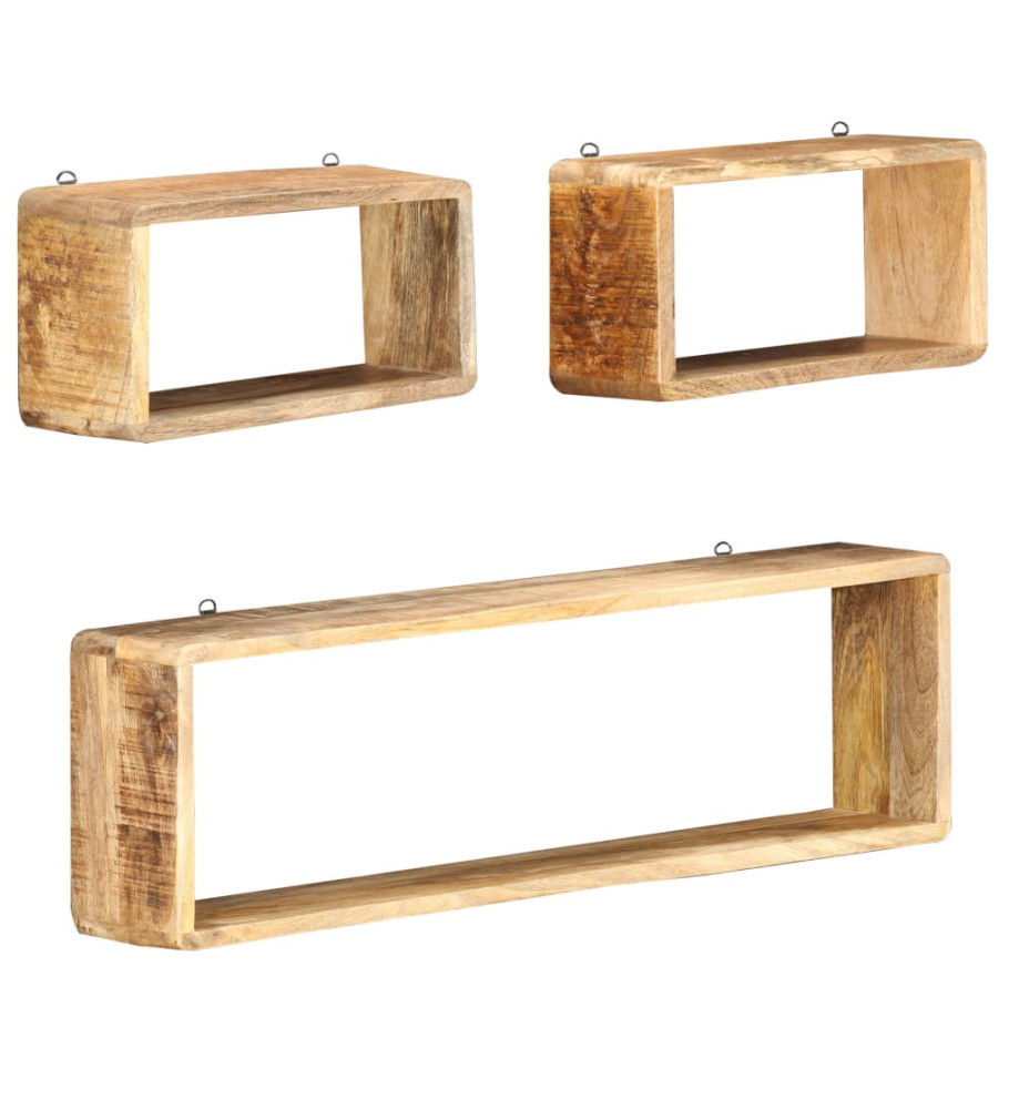 Ensemble d'étagère cube 3 pcs Bois solide de manguier