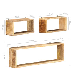 Ensemble d'étagère cube 3 pcs Bois solide de manguier