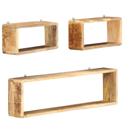 Ensemble d'étagère cube 3 pcs Bois solide de manguier