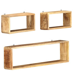 Ensemble d'étagère cube 3 pcs Bois solide de manguier