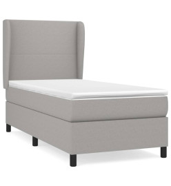 Lit à sommier tapissier avec matelas Gris clair 100x200cm Tissu