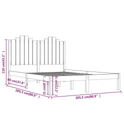 Cadre de lit Noir Bois de pin massif 200x200 cm