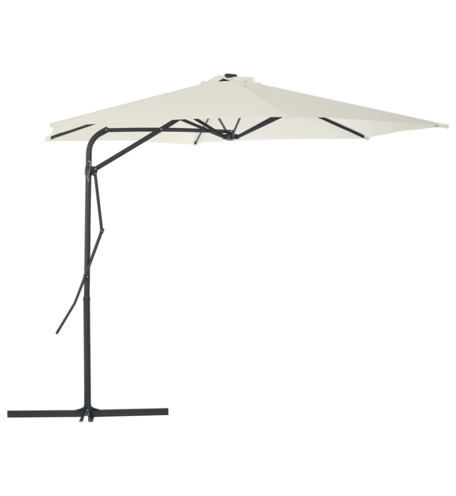 Parasol d'extérieur avec poteau en acier 300 cm Sable