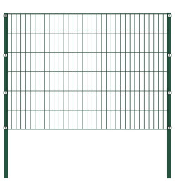 Panneau de clôture avec poteaux Fer 10,2 x 1,2 m Vert