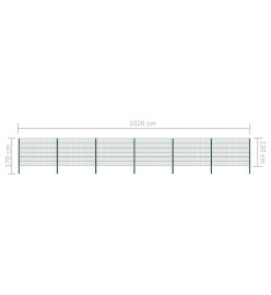 Panneau de clôture avec poteaux Fer 10,2 x 1,2 m Vert