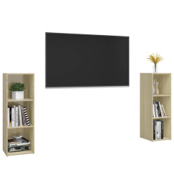 Meubles TV 2 pcs Chêne sonoma 107x35x37 cm Aggloméré