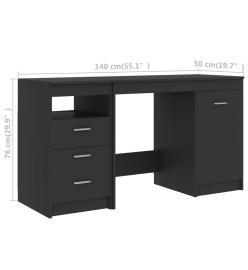 Bureau Gris 140x50x76 cm Aggloméré