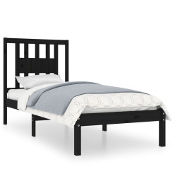 Cadre de lit Noir Bois massif 75x190 cm Petit simple