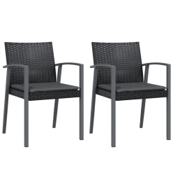 Chaises de jardin et coussins lot de 2 noir 56,5x57x83 cm rotin