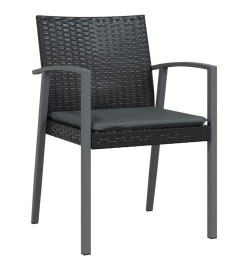 Chaises de jardin et coussins lot de 2 noir 56,5x57x83 cm rotin