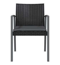 Chaises de jardin et coussins lot de 2 noir 56,5x57x83 cm rotin