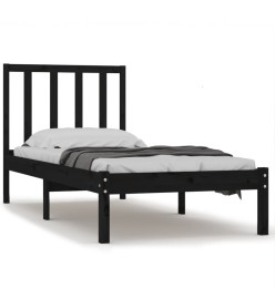 Cadre de lit Noir Bois de pin massif 75x190 cm Petit simple