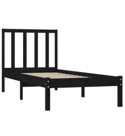 Cadre de lit Noir Bois de pin massif 75x190 cm Petit simple