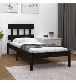 Cadre de lit Noir Bois massif 75x190 cm Petit simple