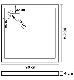 Receveur de douche avec picots Blanc 90x90x4 cm ABS