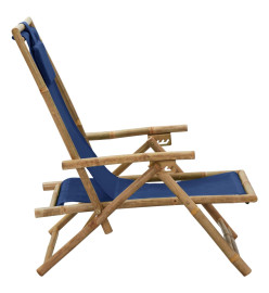 Chaise de relaxation inclinable Bleu marine Bambou et tissu