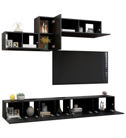 Ensemble de meuble TV 6 pcs Noir Aggloméré