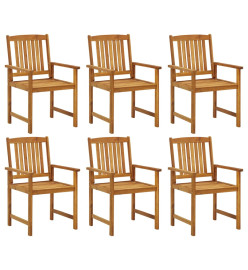 Chaises de jardin avec coussins 6 pcs Bois d'acacia massif