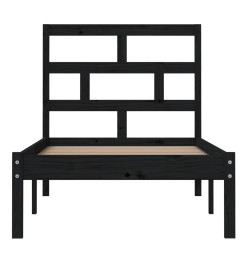 Cadre de lit Noir Bois massif 75x190 cm Petit simple