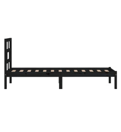 Cadre de lit Noir Bois massif 75x190 cm Petit simple