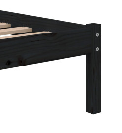 Cadre de lit Noir Bois massif 75x190 cm Petit simple