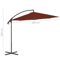 Parasol déporté avec mât en acier 300 cm Terre cuite